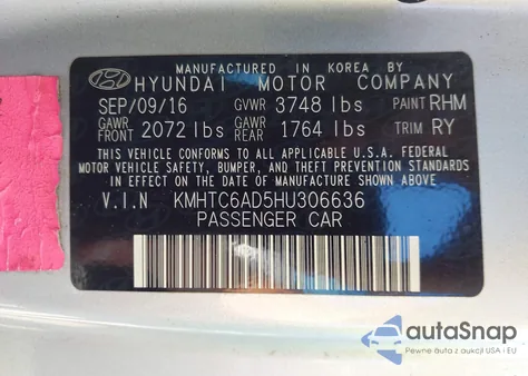 2017 Hyundai Veloster from USA, damaged, VIN KMHTC6AD5HU306636